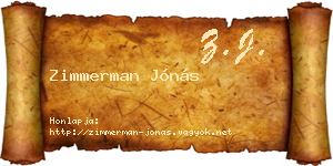 Zimmerman Jónás névjegykártya